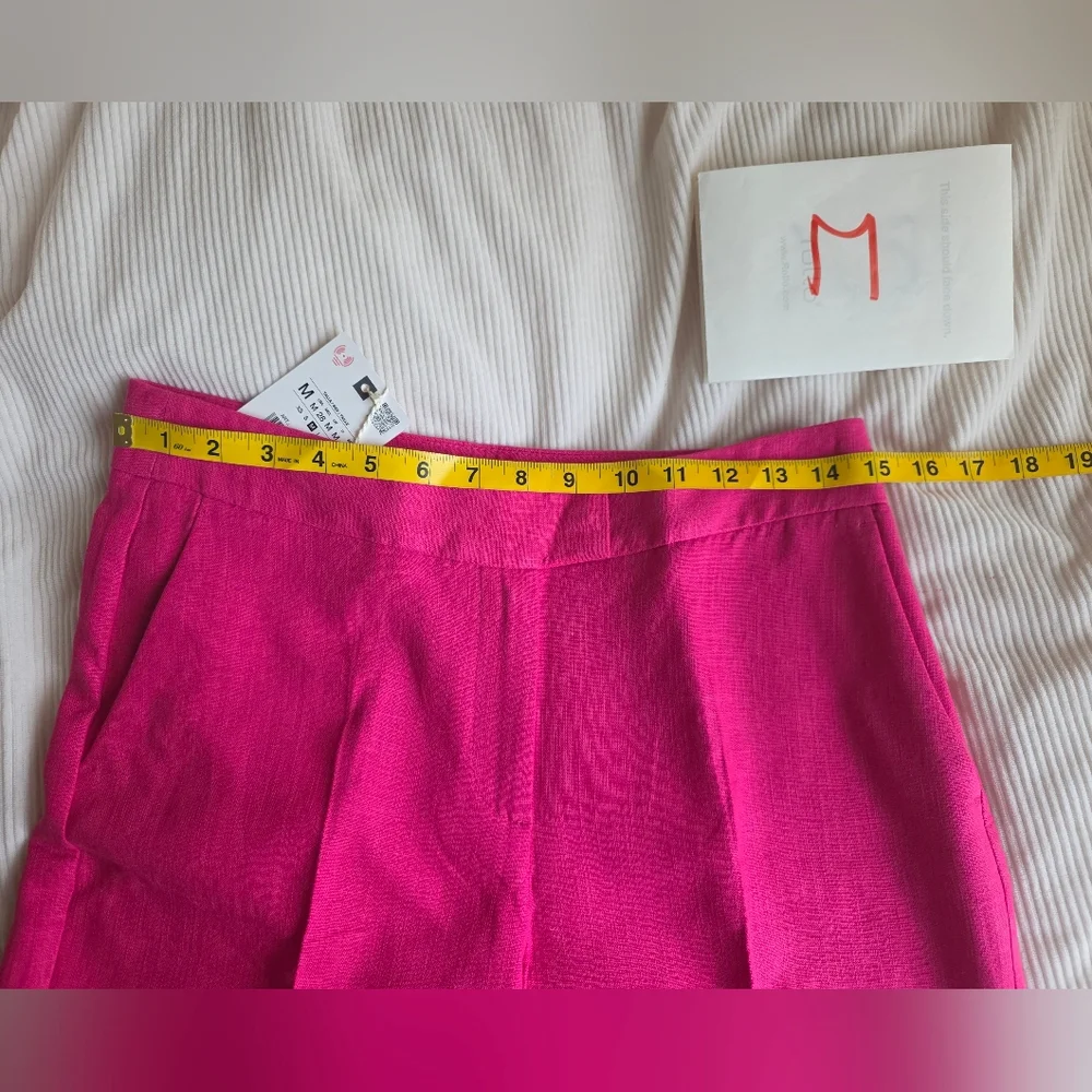 Zara High-waisted Slim Linen Pants Fuschia ZW COllection Bnwt